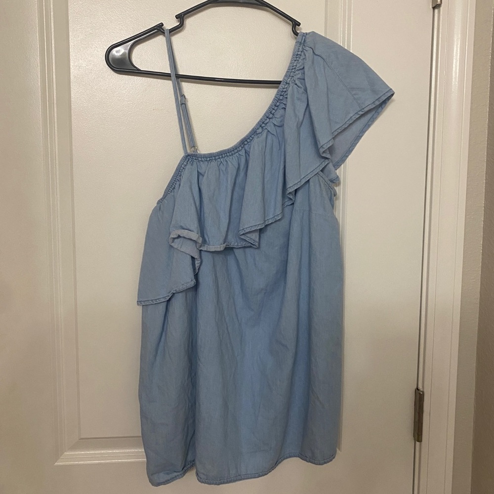 One Shoulder Jean Top